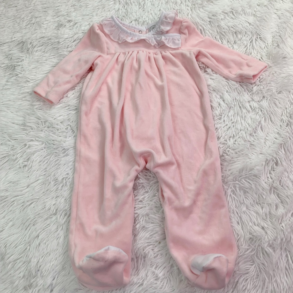 Little Me baby long‎ sleeve Ruffle Footed onesies light pink